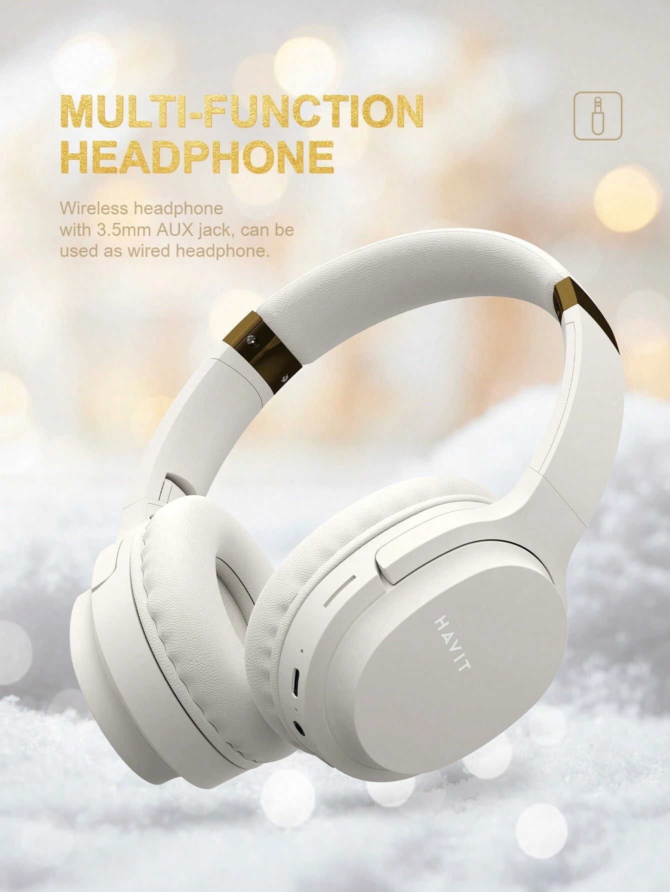 Havit HAVIT I62 HIFI Sound Wireless Headset, High Sound Quality Portable&Flexible 90° Rorating Wireless Headphones, over Ear Wired Headphones, Gift Idea