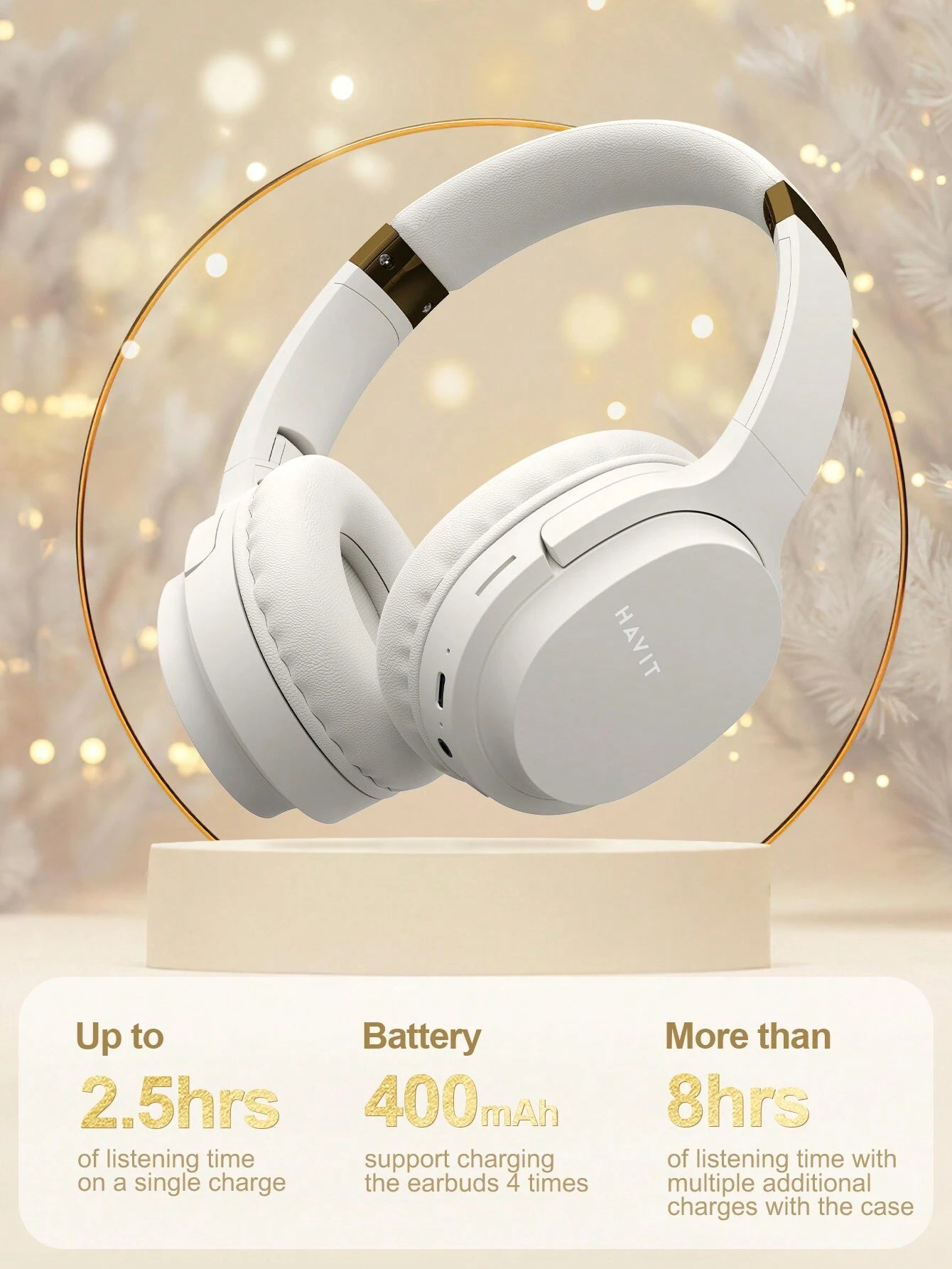 Havit HAVIT I62 HIFI Sound Wireless Headset, High Sound Quality Portable&Flexible 90° Rorating Wireless Headphones, over Ear Wired Headphones, Gift Idea