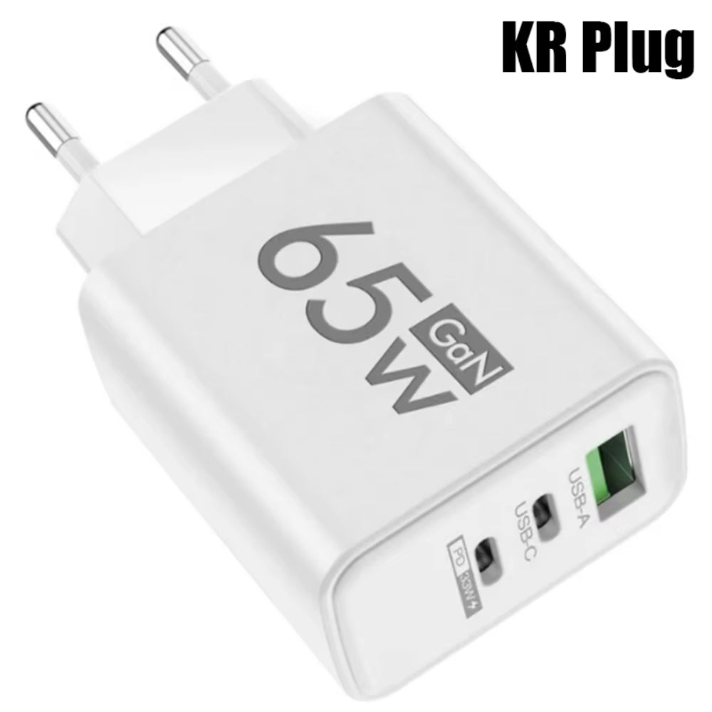 65W Gan USB Fast Charger Type C PD Quick Charging Charger Mobile Phone Power Adapter for Iphone 14 15 Pro Xiaomi Samsung Oneplus