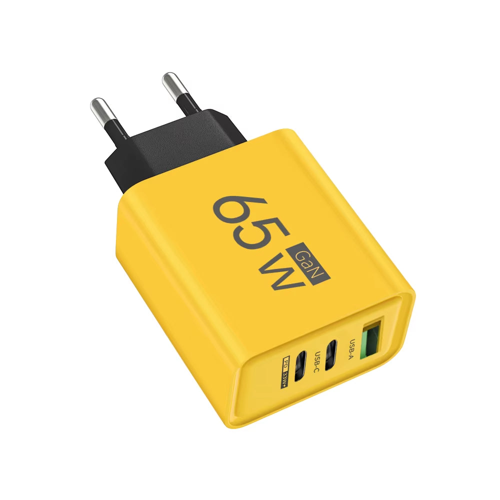 65W Gan USB Fast Charger Type C PD Quick Charging Charger Mobile Phone Power Adapter for Iphone 14 15 Pro Xiaomi Samsung Oneplus