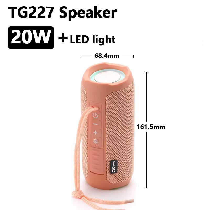 TG227 Portable Bluetooth Speaker Wireless Bass Subwoofer Waterproof Outdoor Column Boombox Stereo Loudspeaker Music Center FM TF