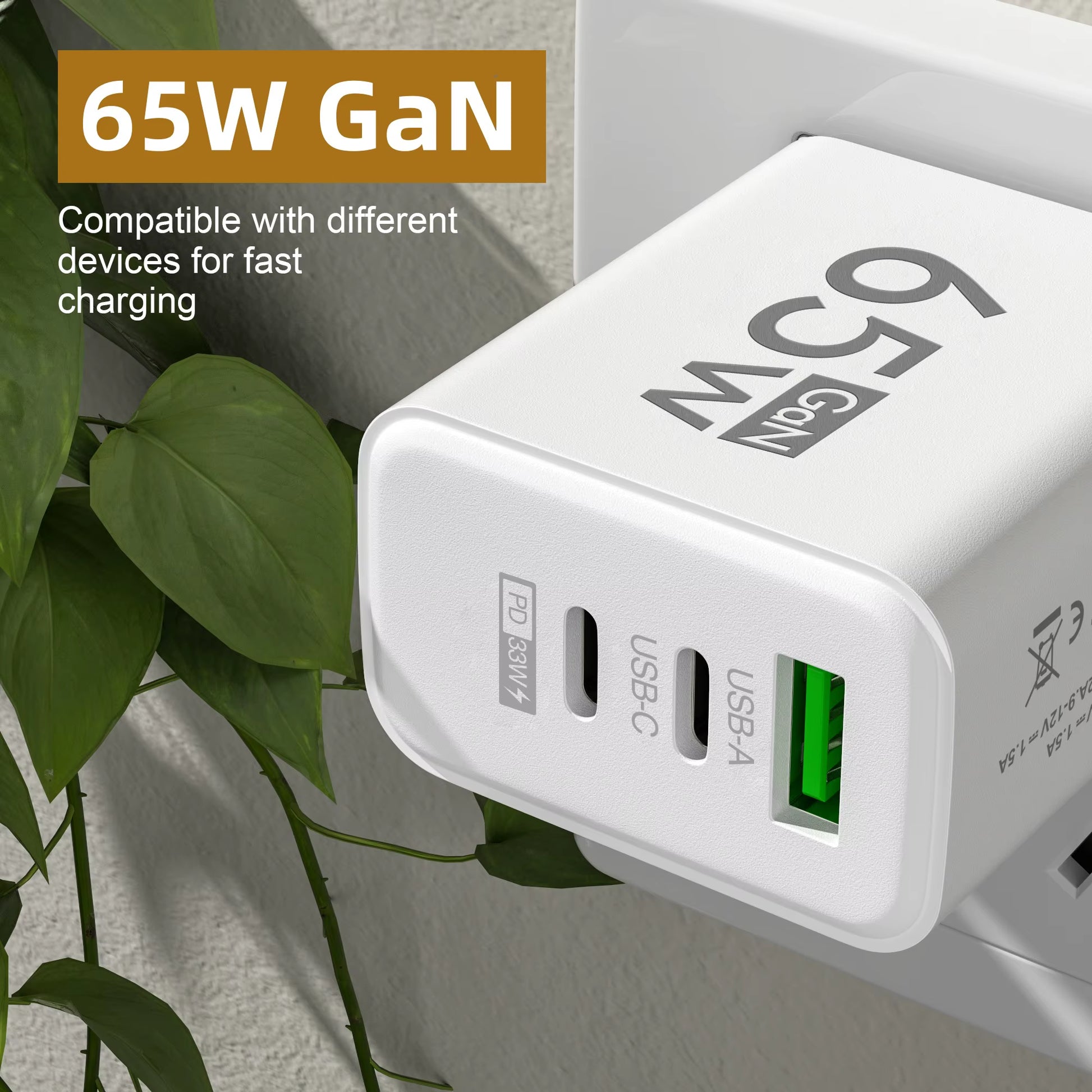 65W Gan USB Fast Charger Type C PD Quick Charging Charger Mobile Phone Power Adapter for Iphone 14 15 Pro Xiaomi Samsung Oneplus