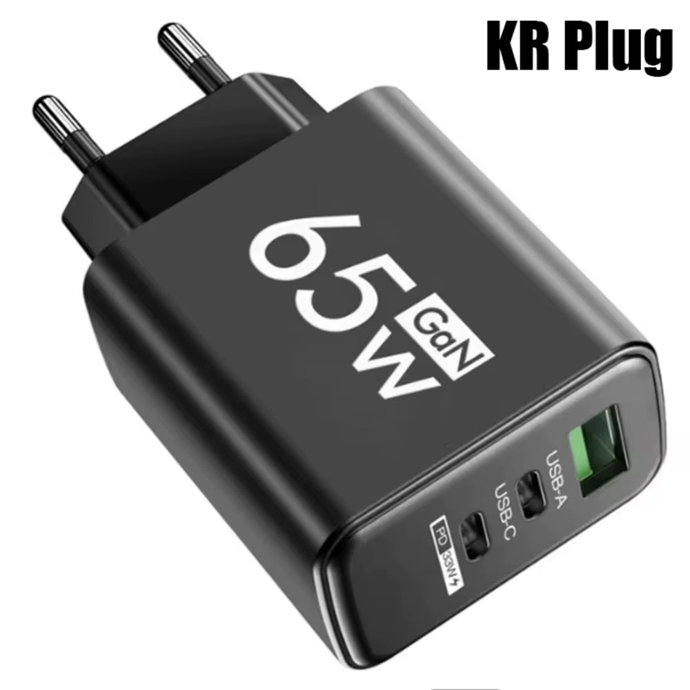 65W Gan USB Fast Charger Type C PD Quick Charging Charger Mobile Phone Power Adapter for Iphone 14 15 Pro Xiaomi Samsung Oneplus