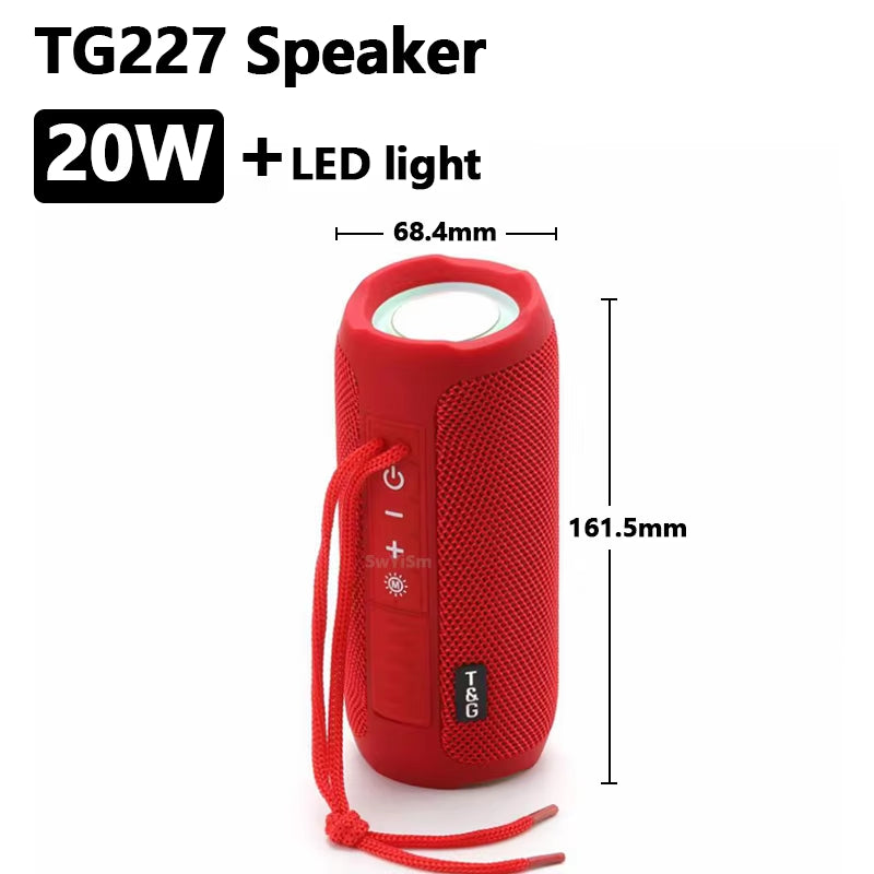 TG227 Portable Bluetooth Speaker Wireless Bass Subwoofer Waterproof Outdoor Column Boombox Stereo Loudspeaker Music Center FM TF