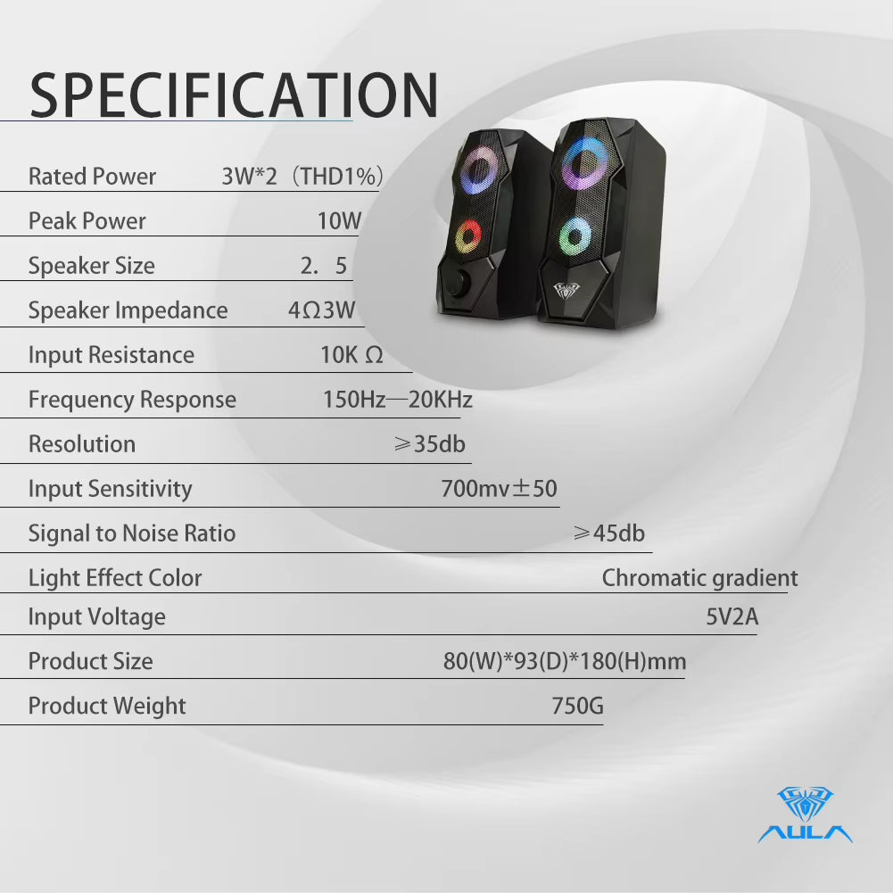 N-301 Computer Speaker Aux 3.5Mm Stereo Surround Music Speakers Column Sound Computer PC Home Notebook TV Loudspeakers
