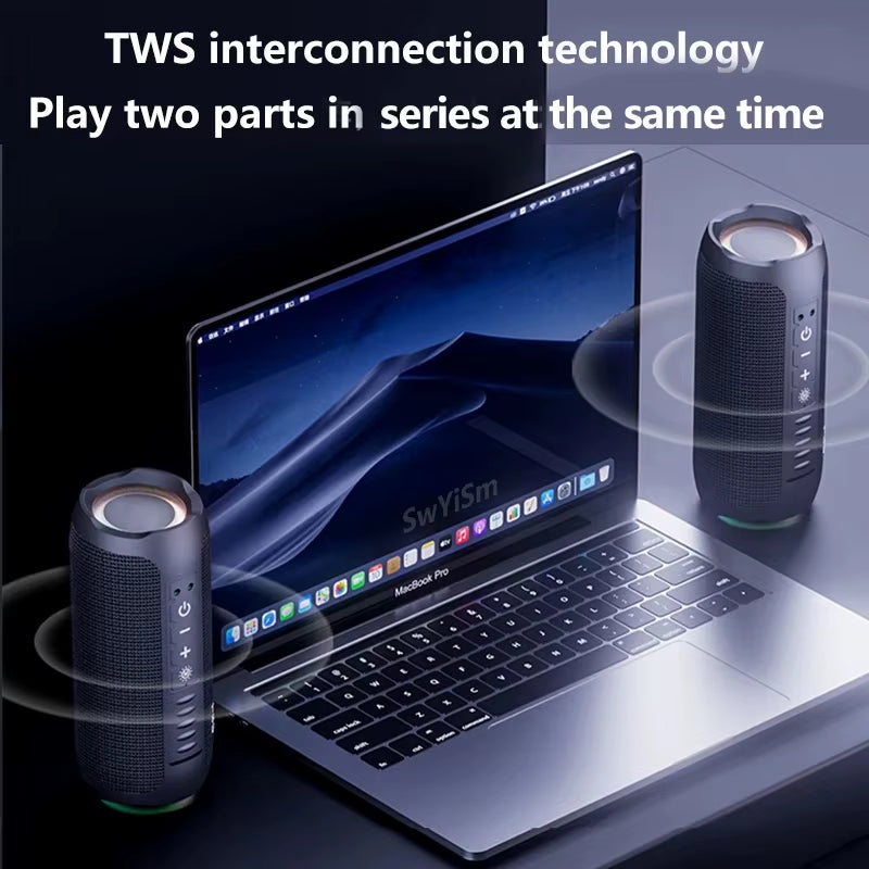 TG227 Portable Bluetooth Speaker Wireless Bass Subwoofer Waterproof Outdoor Column Boombox Stereo Loudspeaker Music Center FM TF