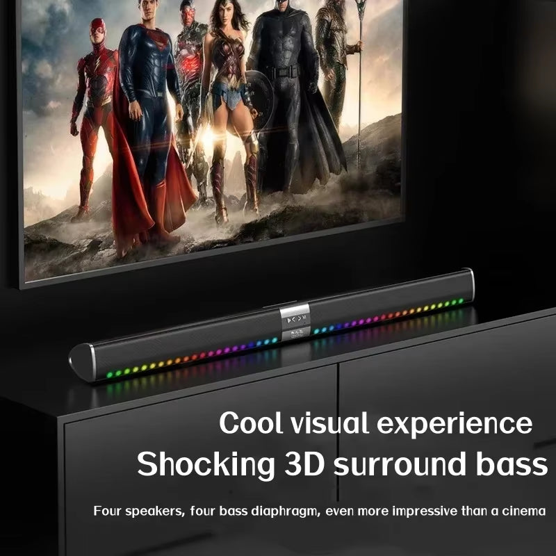 350W High Power Soundbar Home Theater Bluetooth Speaker 4 Speakers 4 Diaphragms 8 Units Produce Sound 110Cm Long Speakers for PC